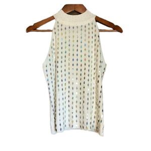 Cal fashions white glittery beaded tank top‎